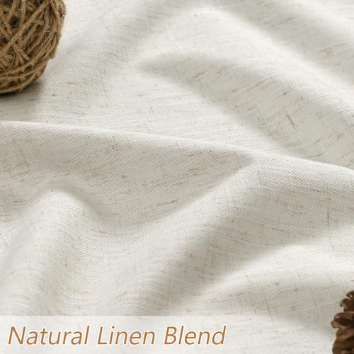 Guken 100% Blackout Linen Curtains 63 Inch Long for Bedroom 2 Panels
