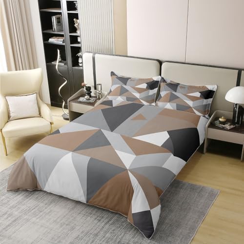 Erosebridal Modern Geometric Bedding Set King Brown Grey White 100%