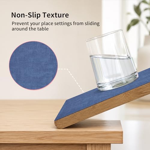 Maxpearl Faux Leather Placemats Set of 6, Easy to Clean, Navy Blue