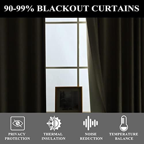 Fcosie 50" W x 96" L Blackout Curtains for Bedroom Linen Drapes Room