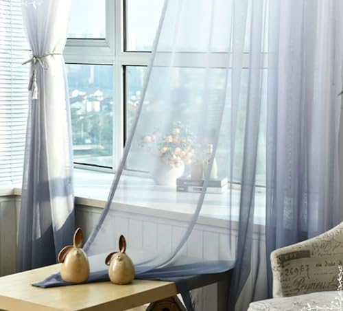 Daesar 2 Panels Sheer Curtains 63 Inch Length, Eyelet Tulle Curtains