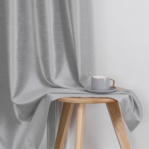 Chyhomenyc Uptown Faux Silk Light Grey Curtains 63 Inch Length 2