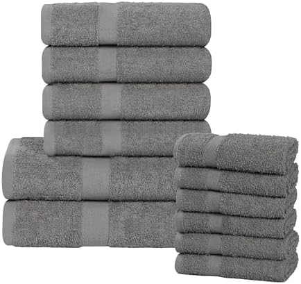 SUPERIOR 12-Piece Cotton Assorted Towel Set, Includes 6 Face Towel, 4