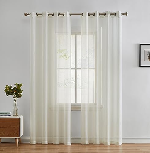 HLC.ME Semi Sheer Grommet Window Curtains, 2 Panels, 54x108 Inch
