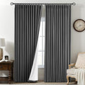 Pinch Pleated Linen Curtains 100% Blackout 84 Inches Long for Bedroom