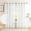 White Sheer Curtains for Living Room 84" Linen Textured Light
