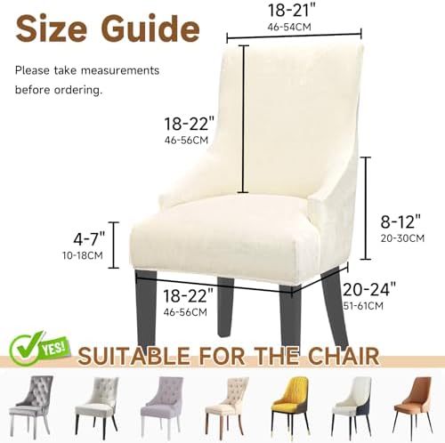 Velvet Wingback Dining Chair Cover Soft Stretch Accent Chair Cover