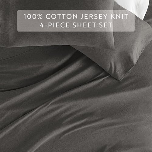 LINENS & HUTCH Jersey Knit Sheets - 100% Cotton - Ultra Soft - 4 Piece