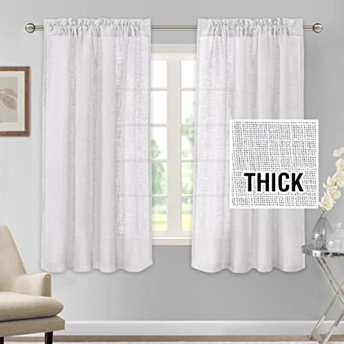 H.VERSAILTEX Linen Curtains 63 Inches Long for Living Room - Natural
