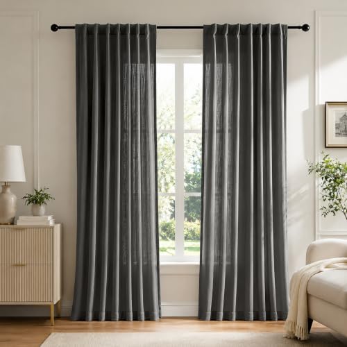 Deconovo Light Filtering Sheer Curtains 96 Inches Long for Living Room
