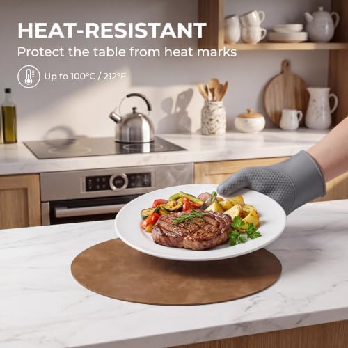 ADRIMER Placemats Set of 12, Heat Resistant Round Table Mats, Light