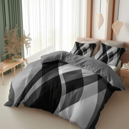 Queen Duvet Cover Set Grey, Duvet Cover Set Microfiber, Zipper
