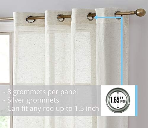 HLC.ME Sierra Burlap Flax Linen Semi Sheer Privacy Light Filtering