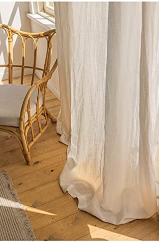 100% Natural Linen Tab Top Curtains 96 Inch Length for Living Room 2