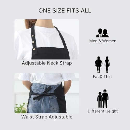 Canvas Aprons for Women Men with Pockets Adjustable Straps Canvas