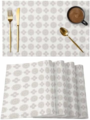 Vintage Bohemia Placemats Set of 8, Cotton Linen Fabric Place Mats