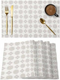 Vintage Bohemia Placemats Set of 8, Cotton Linen Fabric Place Mats