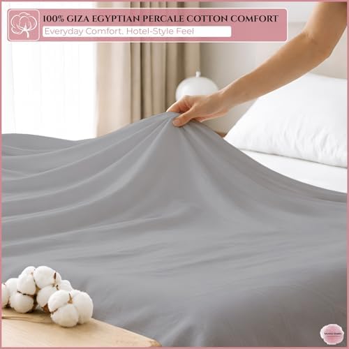 Full Flat Sheet Only, 100% Percale Cotton Sheets, Silver Grey