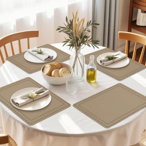 Minimalist Brown Background Leather Placemats Set of 6,12x18