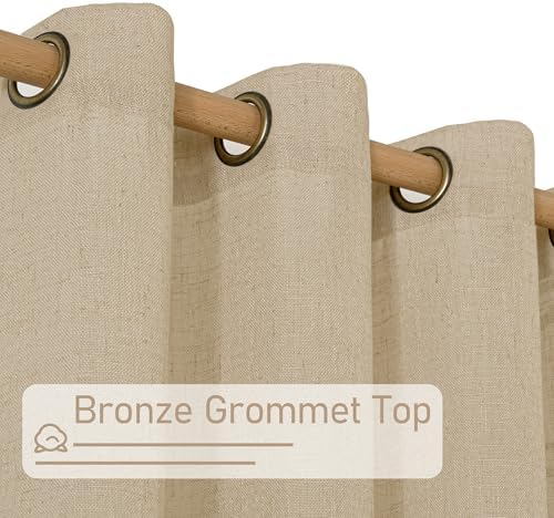 LAMIT Brown Sheer Linen Curtains for Living Room 96 Inches Long 2