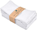 FINGERCRAFT Cloth Napkin, Cotton Linen, Set of 12, 18x18 inch, White