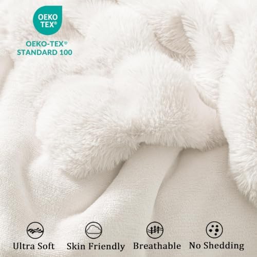 Exclusivo Mezcla Faux Fur King Blanket for Bed, 3D Bubble Blankets