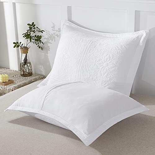 WINLIFE 100% Cotton Quilted Pillow Sham Floral Printed Pillow Cover