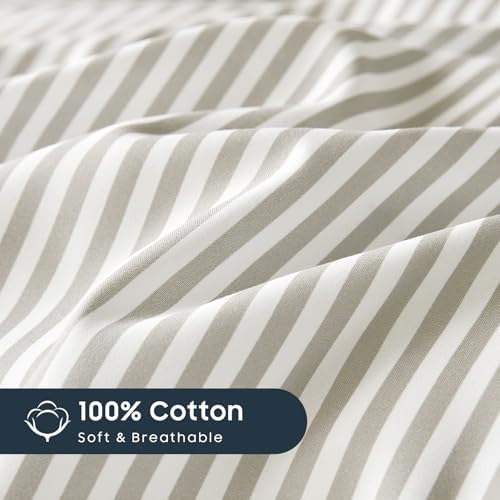 Wake In Cloud - Striped Cotton Duvet Cover Set, Ticking Stripe