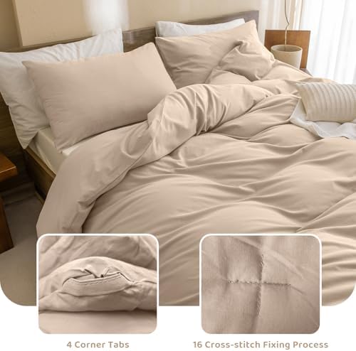 Sanracie Cotton King Comforter Set, Warm Taupe Colored Bedding Set