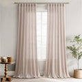Joywell Linen Curtains 84 Inches Long for Living Room Hook Belt