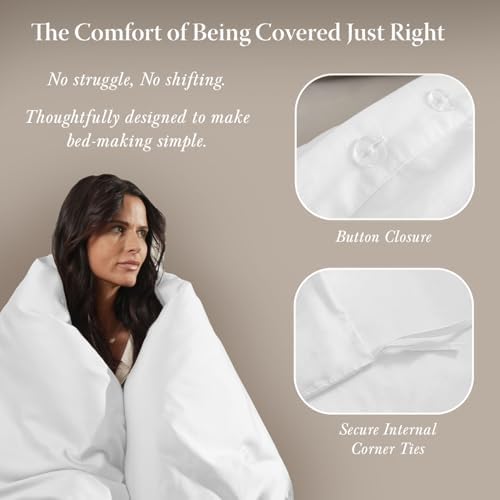 Threadmill 300 Thread Count Cotton Queen Duvet Cover, White, 1-Piece