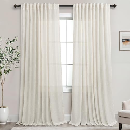 Mrs.Naturall 72 Inch Extra Wide Linen Curtains for Living Room, Back