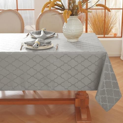 Larponder Fall Tablecloth Rectangle, Jacquard, 60" x 120", Gray