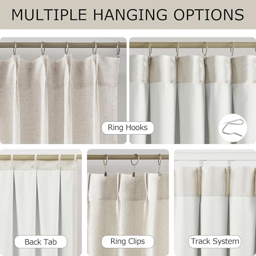 Vision Home Natural Pinch Pleated Light Filtering Curtains 63 inch