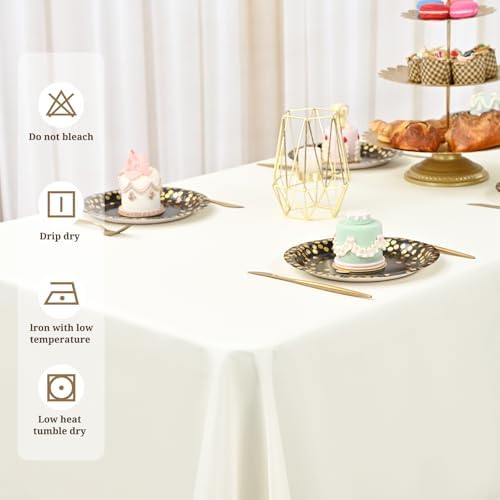 10 Pack 60 x 102 Inch Rectangle Tablecloth, Ivory Tablecloth for