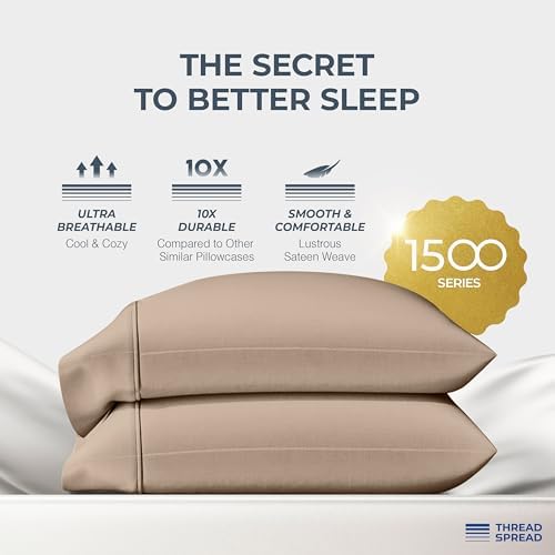 THREAD SPREAD 100% Egyptian Cotton King Size Pillow Cases Set of 2