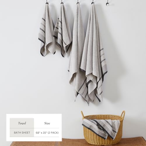 Great Bay Home Decorative Oversized Bath Sheet Set - Cotton 2 Pack