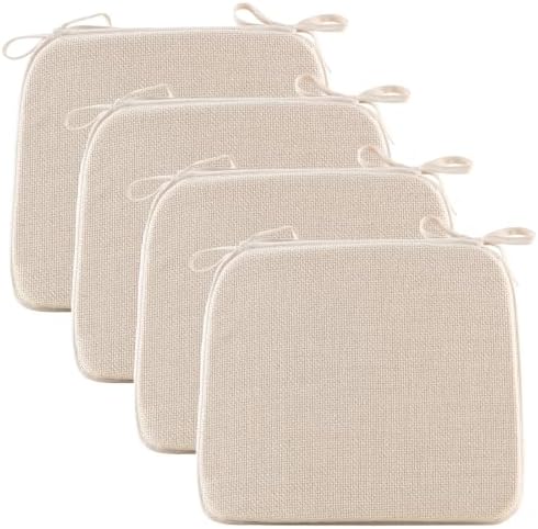 Mebakuk Chair Cushions Set of 4, Linen Textured Kitchen Chair Pads