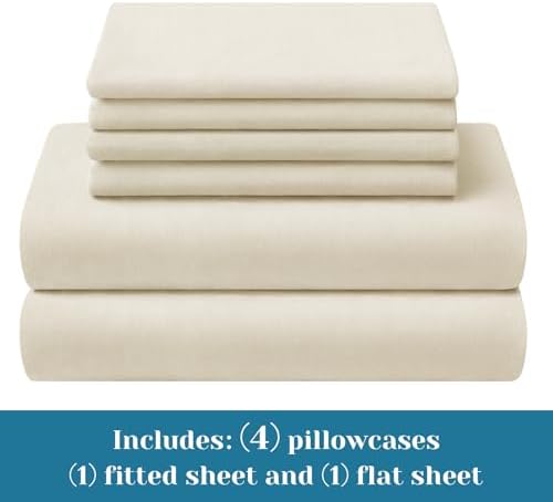 BYSURE Jersey Knit Full Size Bed Sheets 6 Pieces, Stretch Super Soft