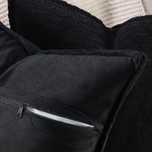 MADIZZ Pack of 2 Chenille Velvet Throw Pillow Covers 18x18 Inch Black