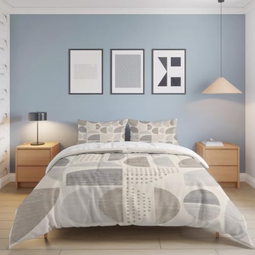 Textured Bohemian Shapes Full Duvet Cover Set - 4 Pcs Comforter Cover
