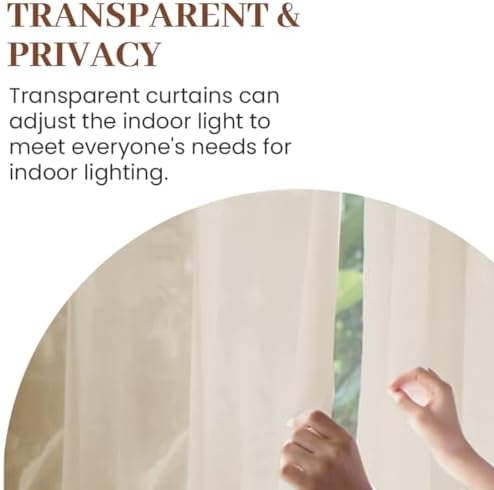 Dreaming Casa Taupe Sheer Curtains 96 Inch Long, Rod Pocket & Back Tab