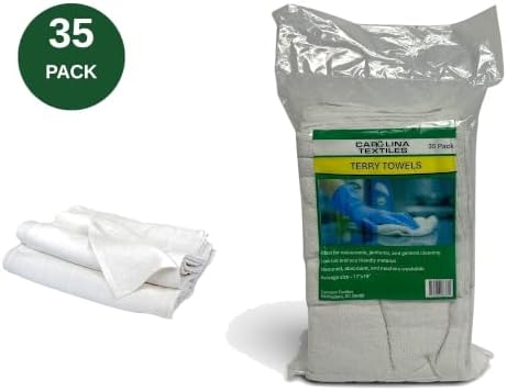 35 Pack White Cotton Terry Bar Mop Towels 16 x 19-100% Cotton, Hemmed