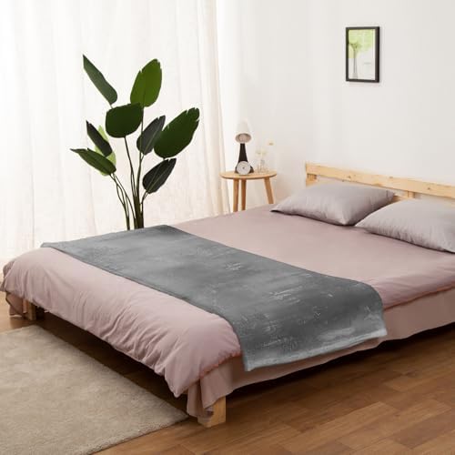 Flannel Fleece Blanket 60" x 80", Gray Ombre Microfiber Cozy Soft