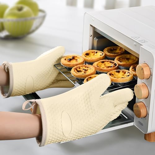 Cotton Thickened Silicone Oven Mitts Heat Resistant-2 Pack Silicone