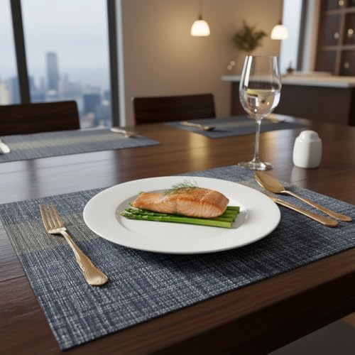 Vinyl Woven Placemats Set of 6, Washable and Durable Table mats