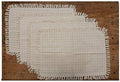 Set of 4 Placemats, Natural/Ivory Woven Fringed,100% Cotton, Size
