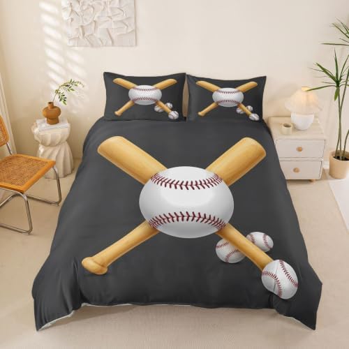 Feelyou Sports Baseball Bedding Set 3D Baseball Bat Printed Duvet