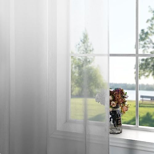 KOUFALL White Gray Curtains for Bedroom Ombre Pattern Design Modern