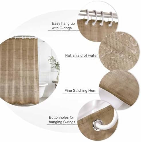 LooPoP Shower Curtain Beige Linen Bathroom Curtains with Hooks